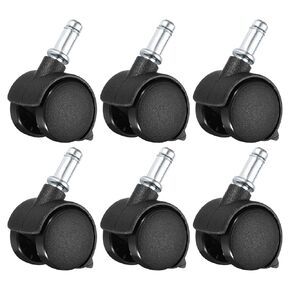 6 Pack Swivel Casters - 360 Degree Threaded Stem Caster Wear-Resistant Cart Trolley Wheels with Brake, Apply to Furniture Workbench (1.5 Inch, Black)
