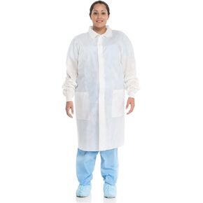 Kimtech A8 Certified Lab Coats with Knit Cuffs, Protective 3-Layer SMS Fabric, Knit Cuffs, Mid-Calf Length, Unisex