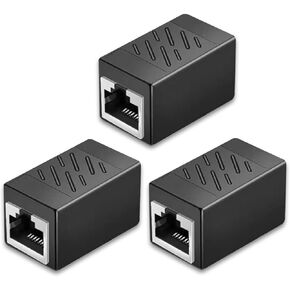 3 Pack Ethernet Coupler, Premium Gold Plated Ethernet Extender, RJ45 Coupler Female to Female for Cat7/ Cat6/ Cat5/ Cat5e Ethernet Cable
