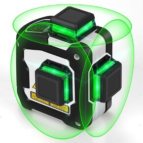 Laser Level, PHALANX 3x360° 3D Green Cross Line Self-leveling for Construction and Picture Hanging, 7.4V Rechargeable Battery, Support 1/4"-20 & 5/8"-11 Treaded Mount, Portable Bag Included