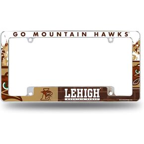 Rico Industries NCAA Lehigh Mountain Hawks Primary 12" x 6" Chrome All Over Automotive License Plate Frame for Car/Truck/SUV