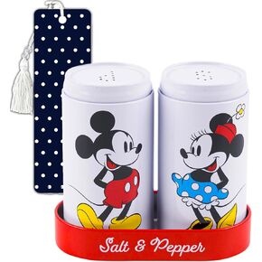 Mickey and Minnie Mouse Kitchen Decor - Mickey and Minnie Kitchen Accessories Bundle Includes Mickey and Minnie Salt and Pepper Shakers Plus Bookmark | Mickey Kitchen Accessories