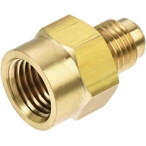 uxcell Brass Pipe fitting, 5/8"-18UNF Flare Male to 1/8NPT Female Thread, Tubing Adapter Hose Connector, for Air Conditioner Refrigeration