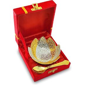 NOBILITY Bowl Spoon Set Silver Plated Light Weight with Red Box Diwali Christmas Eid Wedding Return Home Decoration Friends Family Corporate Gift Items Dessert Dry Fruits Serving Gifts 6 Sets