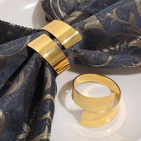 BYTIAN Napkin Rings Gold Napkin Rings Set of 10 Napkin Ring Hold Modern Ring Serviette Buckles Metallic Adornment for Table Settings Dinner Party Wedding Anniversary Birthday Christmas Easter