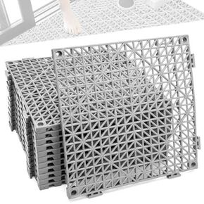12 Pcs Drainage Mat Modular Interlocking Cushion 11.8" x 11.8" Interlocking Garage Floor Tiles Non-Slip Splicing Interlocking Rubber Floor Tiles for Drain, Deck, Pool, Outdoor/Indoor (Black)