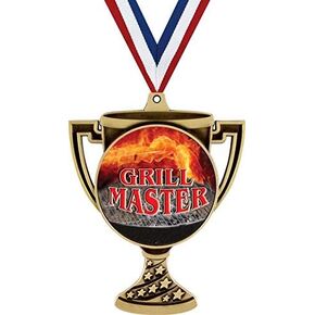 Grill Master Trophy Cup Medal Gold, 3" Grilling Competition Prizes, BBQ Trophy Medal Awards 1 Pack Prime