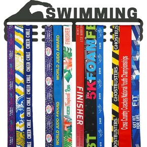 Swimming Medal Hanger Display for Wall,Swimming Medal Holder with upgraded 3 hanging bars,wall hanger for medals,perfect Friends Gift Box Package