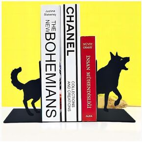 Black Dog bookends - Decorative Bookends for Shelves,Dog Shelf Decor，Book Holder for Bookshelf,Unique Dog Lover Gifts, Suitable for Study Or Office Decoration (Black Dog)