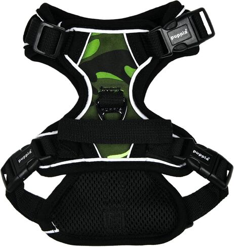 Puppia Neon Dog Harness H قوي قابل للتعديل للرقبة والصدر عاكس للضوء الأمامي والخلفي على شكل حرف D للكلاب الصغيرة والمتوسطة، وردي، X-Large in Saudi Arabia