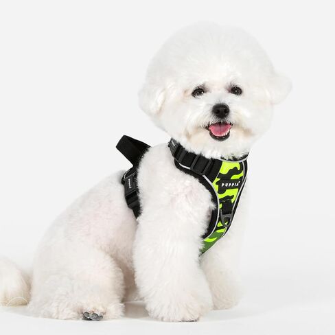 Puppia Neon Dog Harness H قوي قابل للتعديل للرقبة والصدر عاكس للضوء الأمامي والخلفي على شكل حرف D للكلاب الصغيرة والمتوسطة، وردي، X-Large in Saudi Arabia