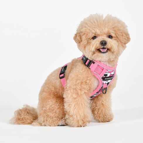 Puppia Neon Dog Harness H قوي قابل للتعديل للرقبة والصدر عاكس للضوء الأمامي والخلفي على شكل حرف D للكلاب الصغيرة والمتوسطة، وردي، X-Large in Saudi Arabia