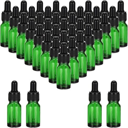 PATIKIL 10ml Glass Dropper Bottle, 36Pcs Leakproof Essential Oils Sample Liquid Perfume Container with Eye Dropper for Storage Travel, Green in Saudi Arabia