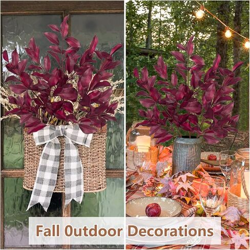 3 قطع من أوراق الخريف من Oairse، أوراق خليج الخريف الصناعية الطويلة مع فروع فروع الخريف الاصطناعية المزخرفة، سيقان الخريف الخضراء الاصطناعية، بخاخات لديكور عيد الشكر، قطع مركزية لطاولة عيد الشكر in Kuwait