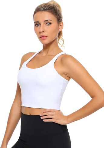 Womens Sports Bra Longline Yoga Tops for Workout Crop Y Back Padded Low Impact in Kuwait