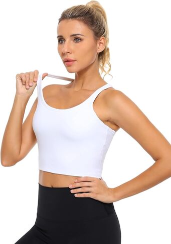 Womens Sports Bra Longline Yoga Tops for Workout Crop Y Back Padded Low Impact in Kuwait