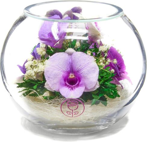 Premium Fresh Cut Preserved Orchid Bouquet in a Sealed Glass Vase | Long Lasting Bouquet Orchids Stays Fresh for 5+ Years | No Water Needed | Allergy Free | Unique Orchid Gifts for Women in Saudi Arabia