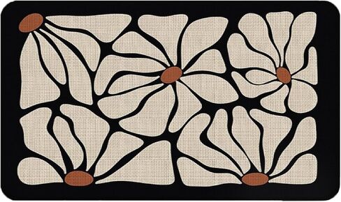 Boho Beige and Black Floral Door Mat - Bohemian Neutral Floral Front Door Mats Outdoor Entrance, Boho Welcome Mat, Boho Kitchen Mat, Boho Bath Mat, 17x30 rug in Saudi Arabia