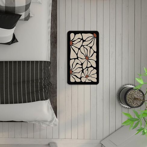 Boho Beige and Black Floral Door Mat - Bohemian Neutral Floral Front Door Mats Outdoor Entrance, Boho Welcome Mat, Boho Kitchen Mat, Boho Bath Mat, 17x30 rug in Saudi Arabia