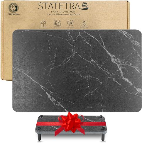 Stone Bath Mat 15.3X23.6 Diatomaceous Bath Mat Quick Dry Bath Mat Stone, Stone Shower Mat Ultra Absorbent Stone Bath Mats for Bathroom Easy Clean & Chemical Free Bath Stone Mat Black Marble in Saudi Arabia