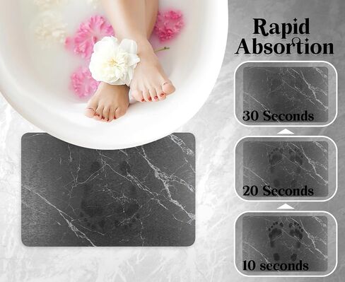 Stone Bath Mat 15.3X23.6 Diatomaceous Bath Mat Quick Dry Bath Mat Stone, Stone Shower Mat Ultra Absorbent Stone Bath Mats for Bathroom Easy Clean & Chemical Free Bath Stone Mat Black Marble in Saudi Arabia
