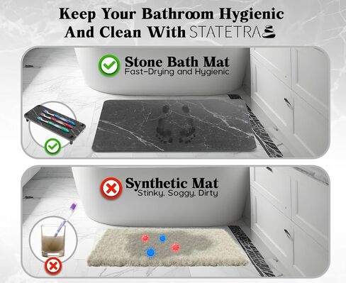 Stone Bath Mat 15.3X23.6 Diatomaceous Bath Mat Quick Dry Bath Mat Stone, Stone Shower Mat Ultra Absorbent Stone Bath Mats for Bathroom Easy Clean & Chemical Free Bath Stone Mat Black Marble in Saudi Arabia