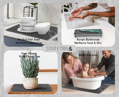 Stone Bath Mat 15.3X23.6 Diatomaceous Bath Mat Quick Dry Bath Mat Stone, Stone Shower Mat Ultra Absorbent Stone Bath Mats for Bathroom Easy Clean & Chemical Free Bath Stone Mat Black Marble in Saudi Arabia