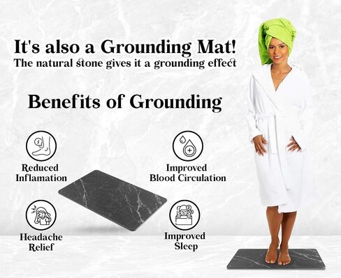 Stone Bath Mat 15.3X23.6 Diatomaceous Bath Mat Quick Dry Bath Mat Stone, Stone Shower Mat Ultra Absorbent Stone Bath Mats for Bathroom Easy Clean & Chemical Free Bath Stone Mat Black Marble in Saudi Arabia