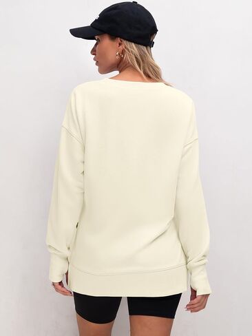 ANRABESS بلوزات للنساء 2024 خريف موضة قمصان طويلة الأكمام Crewneck خفيفة الوزن الجانب سبليت بلوزة كاجوال in Saudi Arabia