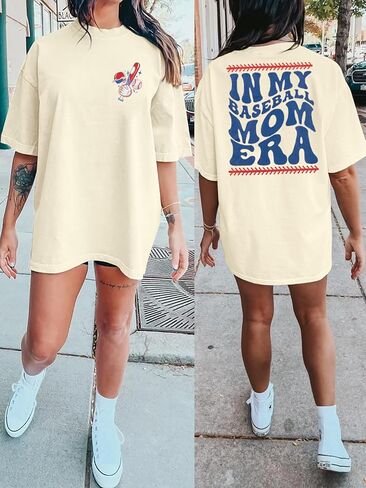 Oversized Baseball Mom Shirt Women - in My Baseball Mom Era Shirts Game Day Graphic Tee Short Sleeve Shirts in Saudi Arabia