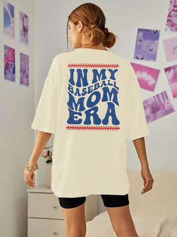 Oversized Baseball Mom Shirt Women - in My Baseball Mom Era Shirts Game Day Graphic Tee Short Sleeve Shirts in Saudi Arabia