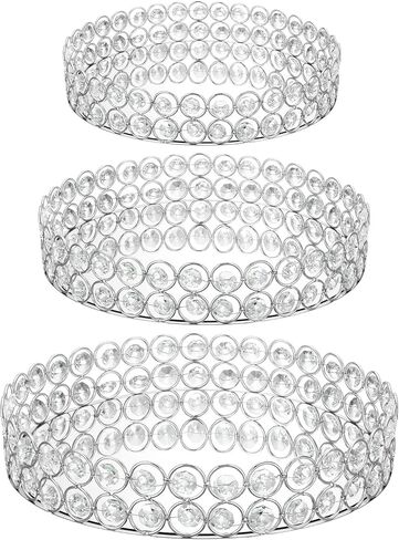 3 قطع من صينية تنظيم المجوهرات الكريستالية من Mumufy، صينية مكياج كريستالية لمستحضرات التجميل، صينية زينة معكوسة، حامل عطور، صينية عرض حلية مستديرة، خزانة تزيين كهدية عيد ميلاد، 7.9 بوصة 9.8 بوصة 11.8 بوصة (فضي) in Kuwait