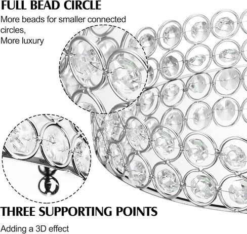 3 قطع من صينية تنظيم المجوهرات الكريستالية من Mumufy، صينية مكياج كريستالية لمستحضرات التجميل، صينية زينة معكوسة، حامل عطور، صينية عرض حلية مستديرة، خزانة تزيين كهدية عيد ميلاد، 7.9 بوصة 9.8 بوصة 11.8 بوصة (فضي) in Kuwait