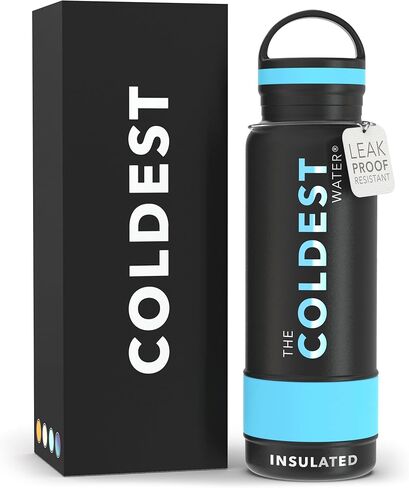 Coldest Insulated Water Bottle with Handle Lid | Leak Proof, Insulated Stainless Steel, Triple Walled, Sport Thermos Bottles, Metal Flask (‎Matte Black, 21 oz) in Saudi Arabia