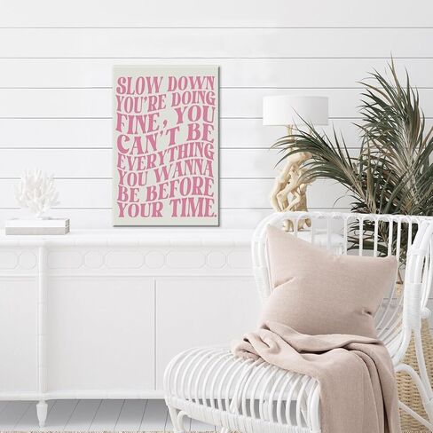 Pink Wall Art Trendy Vintage Decor Pop Music Vienna Lyrics Poster Canvas Print Slow Down Your Doing Fine Daily Reminder Positive Affirmations Maximalist Aesthetic for Bedroom Dorm 8x12inch Unframed in Saudi Arabia