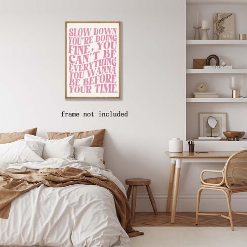Pink Wall Art Trendy Vintage Decor Pop Music Vienna Lyrics Poster Canvas Print Slow Down Your Doing Fine Daily Reminder Positive Affirmations Maximalist Aesthetic for Bedroom Dorm 8x12inch Unframed in Saudi Arabia