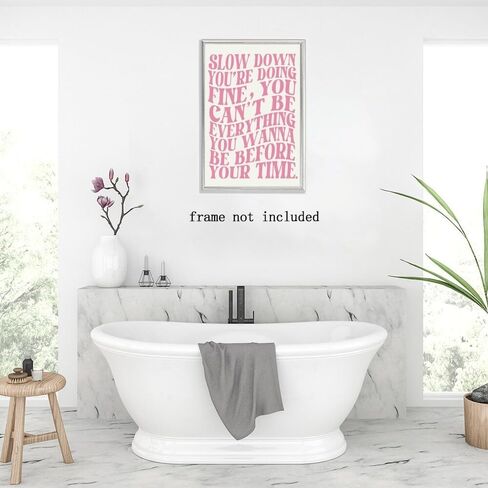 Pink Wall Art Trendy Vintage Decor Pop Music Vienna Lyrics Poster Canvas Print Slow Down Your Doing Fine Daily Reminder Positive Affirmations Maximalist Aesthetic for Bedroom Dorm 8x12inch Unframed in Saudi Arabia