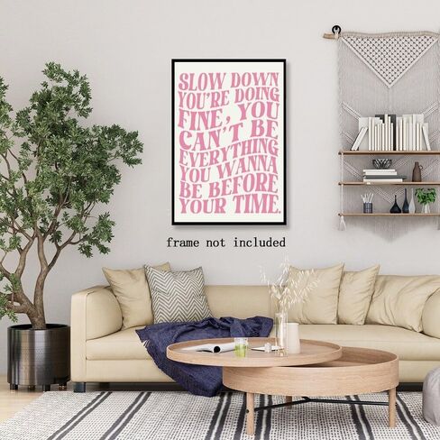 Pink Wall Art Trendy Vintage Decor Pop Music Vienna Lyrics Poster Canvas Print Slow Down Your Doing Fine Daily Reminder Positive Affirmations Maximalist Aesthetic for Bedroom Dorm 8x12inch Unframed in Saudi Arabia