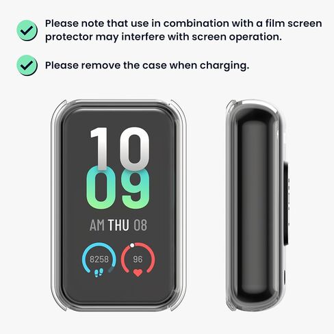 kwmobile Cover Comaptible with Huami Amazfit Band 7 Covers - 2X Tempered Glass with Plastic Frame - Transparent in Saudi Arabia