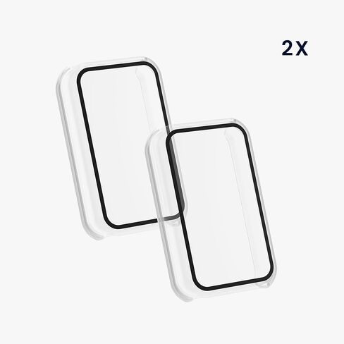 kwmobile Cover Comaptible with Huami Amazfit Band 7 Covers - 2X Tempered Glass with Plastic Frame - Transparent in Saudi Arabia