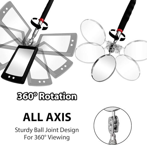 مجموعة أدوات مغناطيسية ومرايا فحص تلسكوبية من Sutekus تتضمن 5 قطع مرايا فحص تلسكوبية برأس دوارة، أداة التقاط مغناطيسية تلسكوبية ومصباح LED مغناطيسي دوار، 8 عبوات in Kuwait