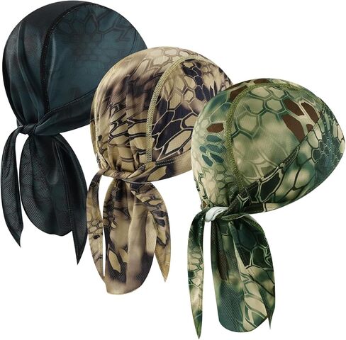 DOCILA Do Rag for Men Women Colorful Tie Dye Cycling Caps Cooling Helmet Liner Head Wrap Motorcycle Skull Hats Orange Blue Welding Beanie 3 Pcs in Kuwait