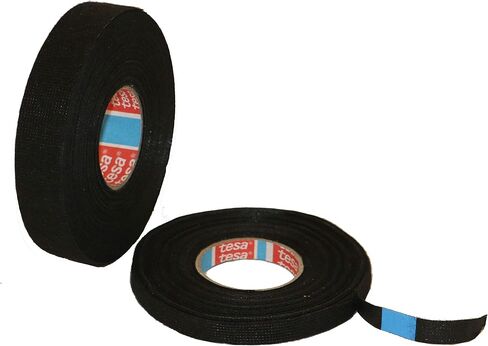 شريط قماشي من tesa UK من الصوف PET 51608 شريط عازل لحزام الكابلات شريط قطني (9 مم × 15 م) أسود in Kuwait