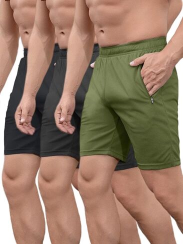 ZPB Men's 3 Pack Workout Gym Shorts Mesh Athletic Shorts Lightweight Training Short Pants with Zipper Pockets in Saudi Arabia
