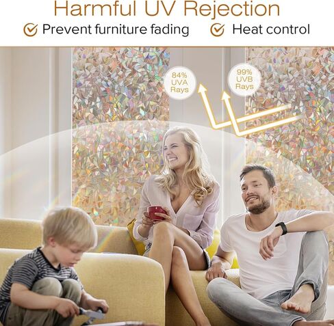 Rabbitgoo Window Privacy Film، فيلم نافذة من الزجاج الملون قابل للإزالة، نافذة زخرفية بألوان قوس قزح تغطي حجب الشمس، لون نافذة من الفينيل ثابت للمنزل، بني، 35.4 × 78.5 بوصة in Kuwait