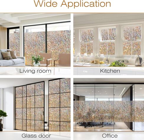 Rabbitgoo Window Privacy Film، فيلم نافذة من الزجاج الملون قابل للإزالة، نافذة زخرفية بألوان قوس قزح تغطي حجب الشمس، لون نافذة من الفينيل ثابت للمنزل، بني، 35.4 × 78.5 بوصة in Kuwait