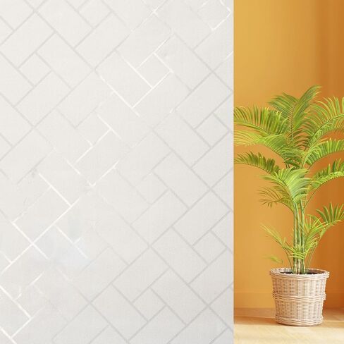 WLLHYF Window Privacy Film, Static Clings Lattice Frosted Glass Window Tint Non-Adhesive Removable Window Covering Decorative Stickers for Home Office Bathroom Door in Saudi Arabia