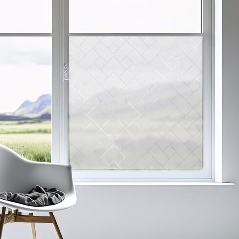 WLLHYF Window Privacy Film, Static Clings Lattice Frosted Glass Window Tint Non-Adhesive Removable Window Covering Decorative Stickers for Home Office Bathroom Door in Saudi Arabia