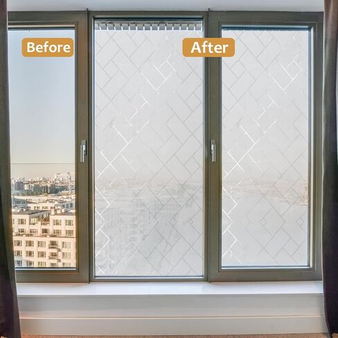 WLLHYF Window Privacy Film, Static Clings Lattice Frosted Glass Window Tint Non-Adhesive Removable Window Covering Decorative Stickers for Home Office Bathroom Door in Saudi Arabia