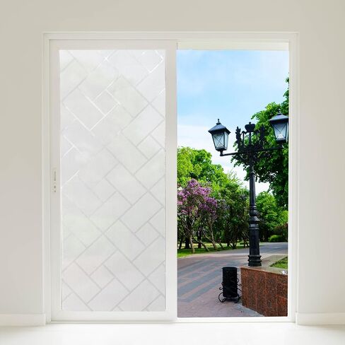 WLLHYF Window Privacy Film, Static Clings Lattice Frosted Glass Window Tint Non-Adhesive Removable Window Covering Decorative Stickers for Home Office Bathroom Door in Saudi Arabia